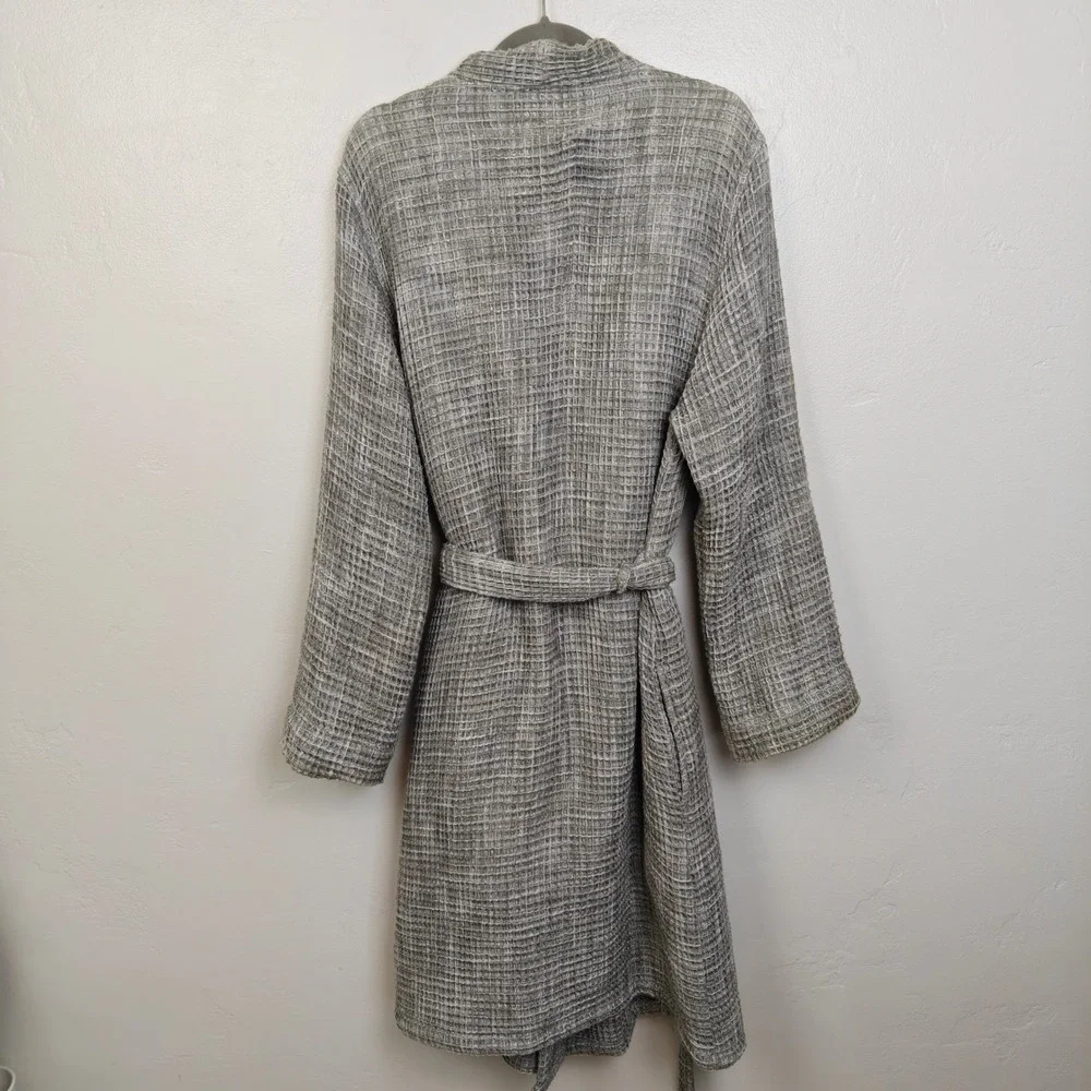Parachute Womens Waffle Robe Medium Grey Textured Cotton Spa Loungewear